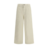 Beige Cotton Casual Pants