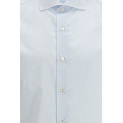 قميص قطني أزرق بنقشة