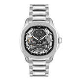 ساعة فاخرة من الفولاذ المقاوم للصدأ باللون الرمادي