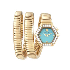 ساعة فاخرة من الفولاذ المقاوم للصدأ باللون الذهبي