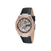 ساعة يد من الجلد الأسود