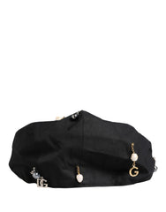 Men Black Cotton Embellished Newsboy Capello Hat