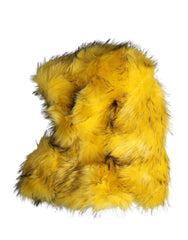 Yellow Modacrylic Fur Women Bucket Capello Hat
