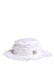 White Broderie Anglaise DG Crystal Bucket Hat