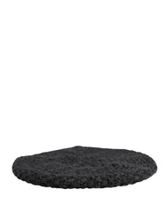 Black Virgin Wool Knitted Winter Beret Hat