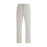 White Cotton Slim Fit Jeans