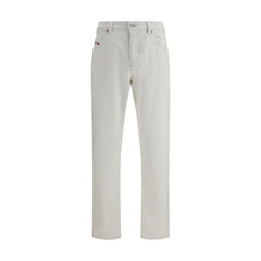 White Cotton Slim Fit Jeans