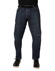 Dark Blue Washed Skinny Cotton Denim Jeans
