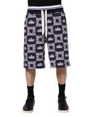 Blue DG Logo Print Chino Men Bermuda Shorts