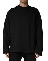 Black Cotton Crew Neck Sweatshirt Sweater