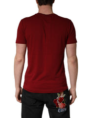 Maroon Cotton Crew Neck Short Sleeves T-shirt