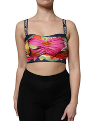 Multicolor Silk Cropped Bustier Corset Top