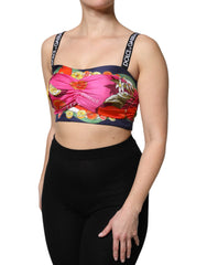Multicolor Silk Cropped Bustier Corset Top