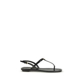 Black Calf Leather Bos Taurus Flip-Flop Sandals