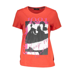 تي شيرت نسائي من القطن باللون الأحمر