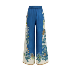 Blue Linen Casual Pants