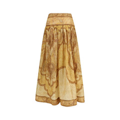 Bicolor Cotton Long Skirt