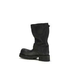 Black Calf Leather Bos Taurus Lace-Up Boots