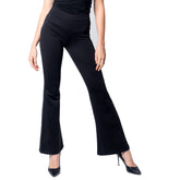 Black Polyester Flared Pants