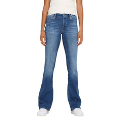 Blue Elastane Bootcut Jeans