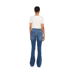 Blue Elastane Bootcut Jeans