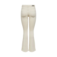 Cream Cotton Bootcut Jeans