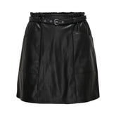 Black Polyester Mini Skirt