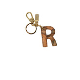 Beige Leather Keychain