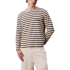 تي شيرت قطني أبيض بأكمام طويلة