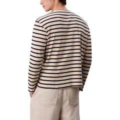 تي شيرت قطني أبيض بأكمام طويلة