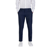Blue Polyester Skinny Pants