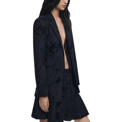 سترة بليزر سوداء من البوليستر