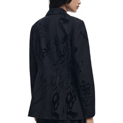 سترة بليزر سوداء من البوليستر