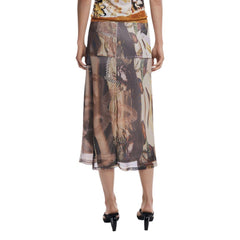 Beige Polyester Long Skirt