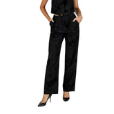 Black Polyester Flared Pants