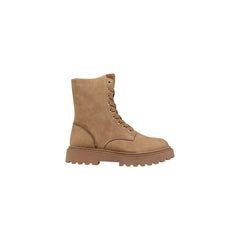 Beige Polyethylene Lace-Up Boots