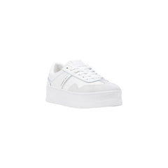 White Artificial Leather Platform Sneakers