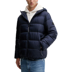 Blue Polyamide Full-Length Jacket