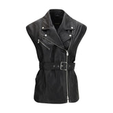 Black Goatskin Sleveless Jacket