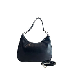 Black Polyurethane Women Shoulder Bag