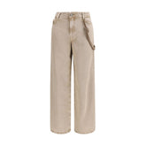 Beige Cotton Relaxed Fit Jeans