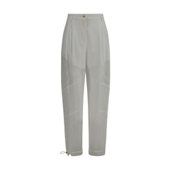 White Polyester Casual Pants