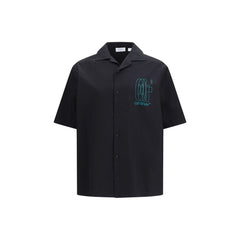 قميص قطني أسود بأكمام قصيرة