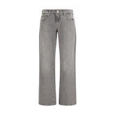 Gray Cotton Straight-Leg Jeans