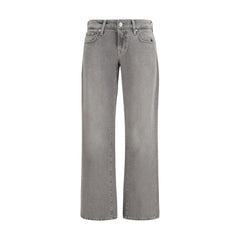 Gray Cotton Straight-Leg Jeans