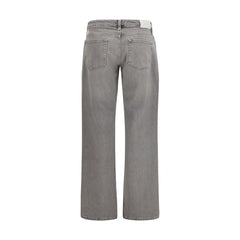 Gray Cotton Straight-Leg Jeans