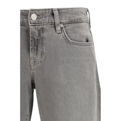 Gray Cotton Straight-Leg Jeans