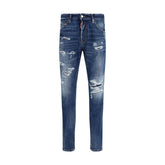 Blue Cotton Slim Fit Jeans