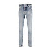 Blue Cotton Straight-Leg Jeans