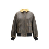 Brown Lamb Ovis Aries Aries Biker Jacket